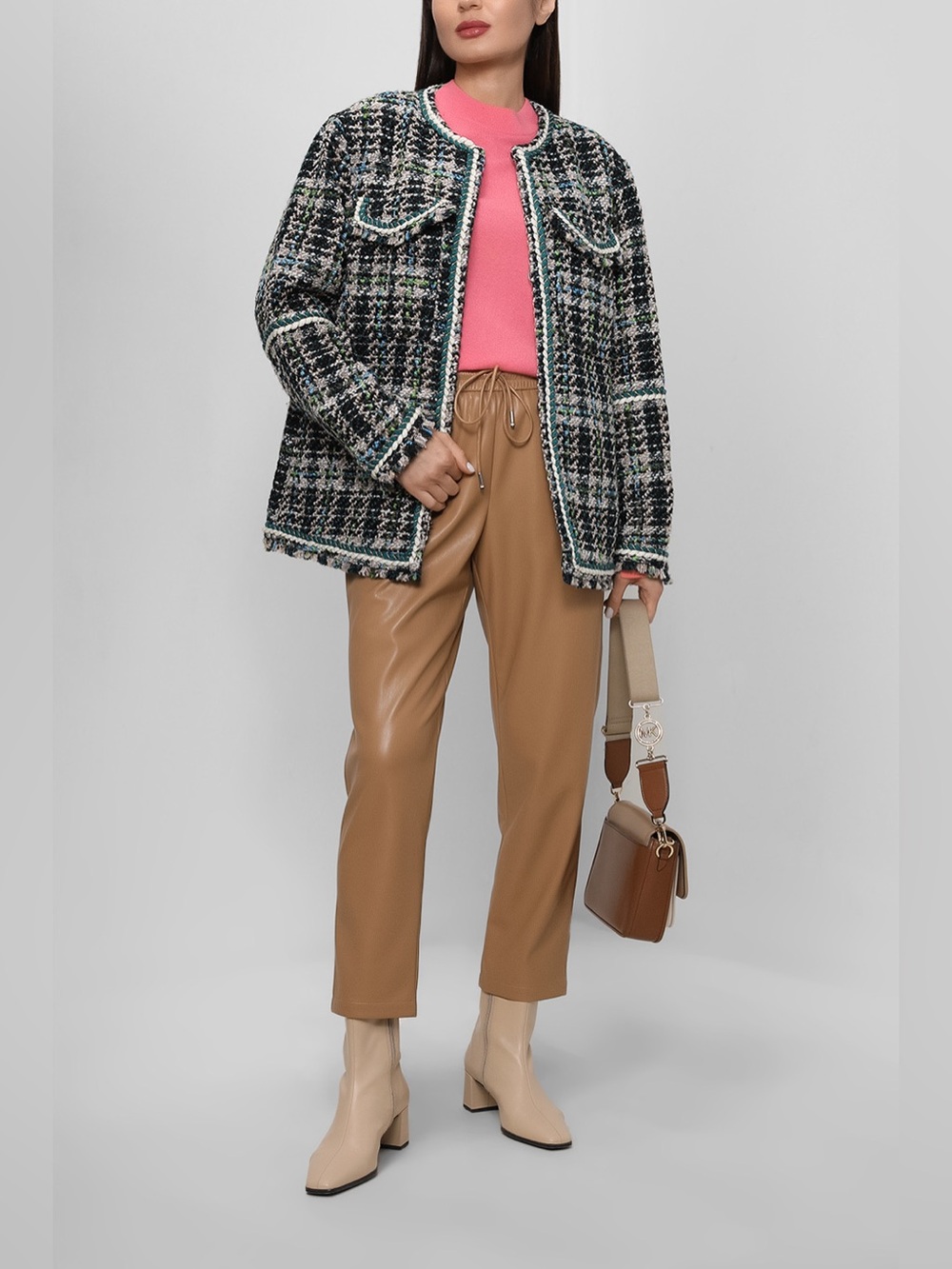 NWT Esprit Multicolor Bouclé Tweed Jacket Braided Trim Small